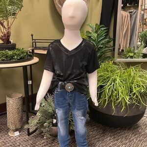 Shimmering Black Kids V-Neck Tee